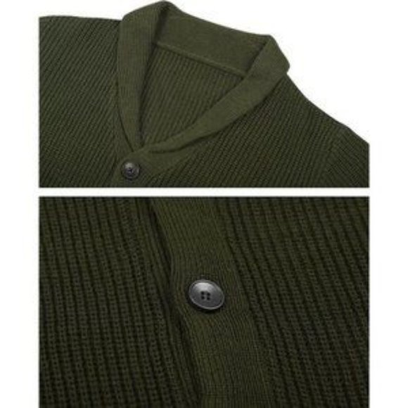 New Men's Cardigans Slim Fit Green - Picture 4 of 7